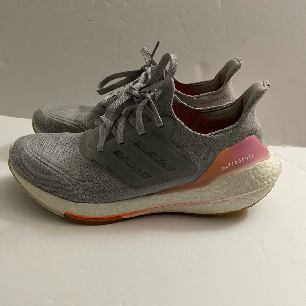 Adidas Women's Ultraboost 21 Running Shoes Gray/Pink #FY0397 Size 9